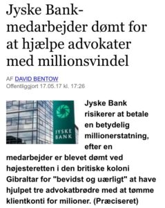 Jyske bank hjalp advokater med million svindel, altså ansatte i den danske Bank jyske bank 